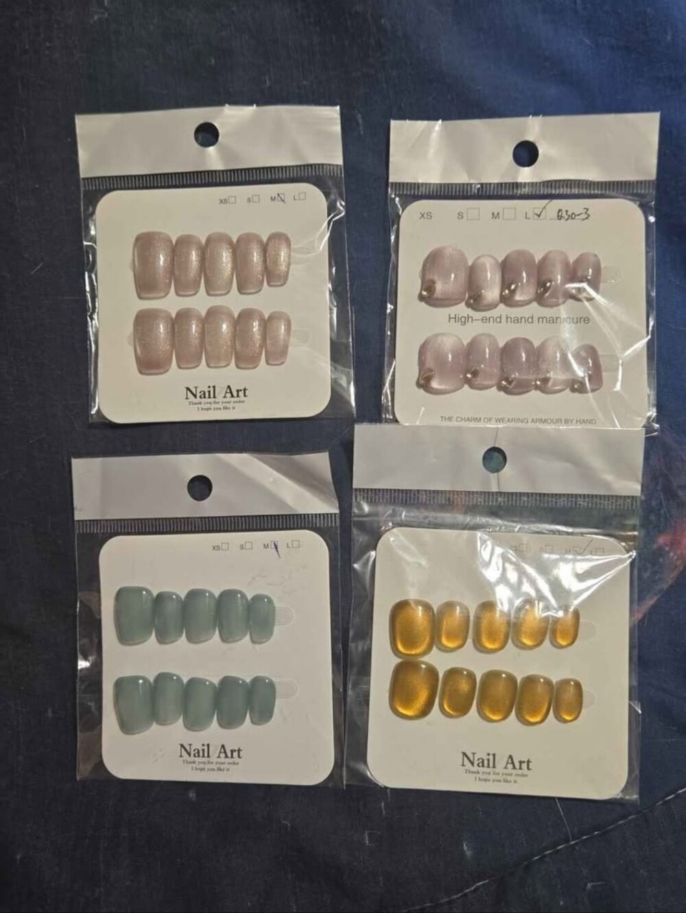 Assorted Press-On Nail Set – Pink, Mauve, Sage, Gold